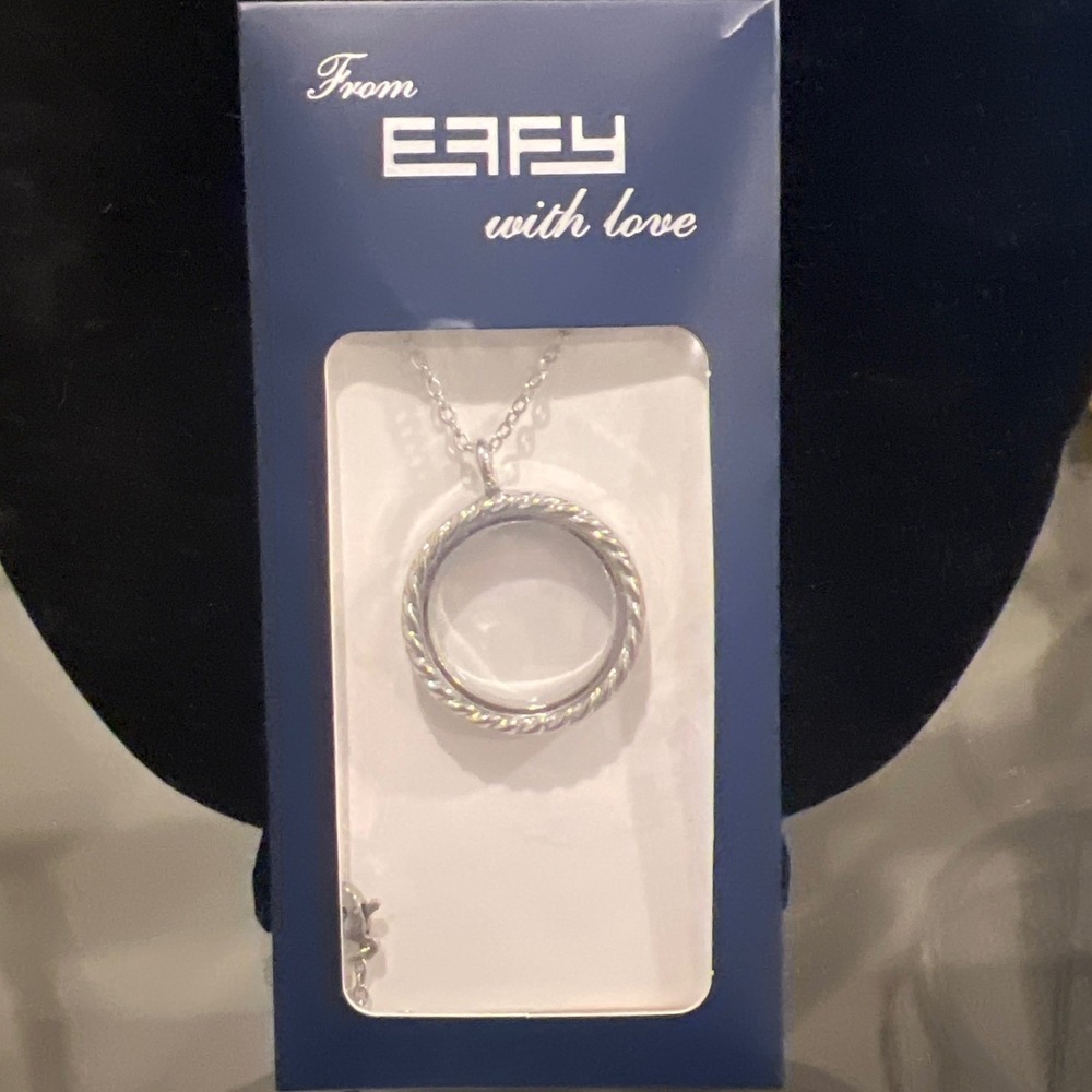 Effy Silver Tone 24" Round Rope Border Glass Charm Locket Necklace New